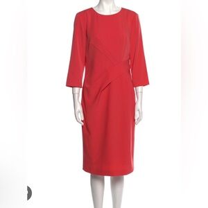 St. John Vibrant Coral 3/4 Sleeve Midi Dress